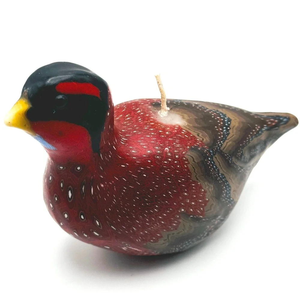 Vintage Hand Painted Pheasant Wax Candle Game Bird Figurine Hunting Cabin Decor